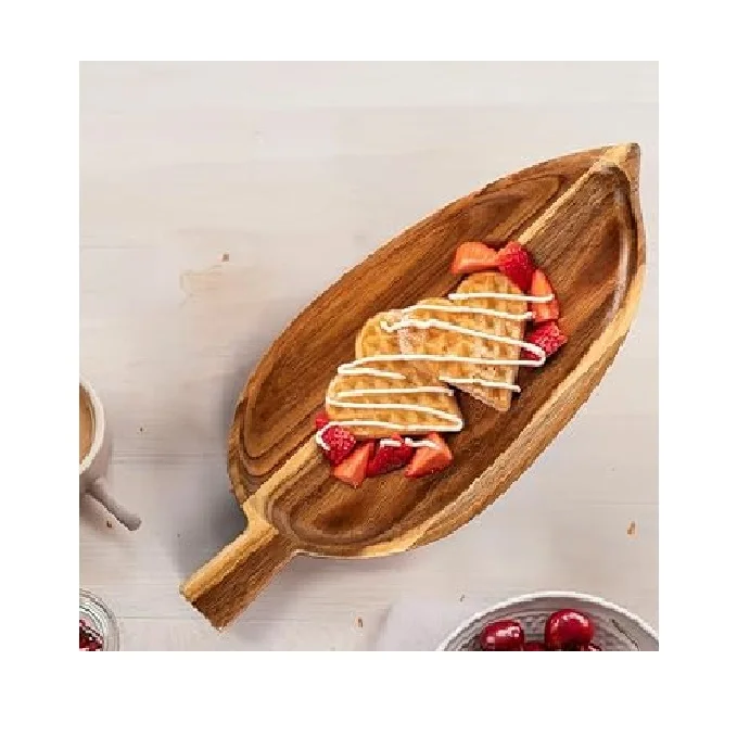 Wholesale Manufacturer Design Table Serving Acacia Wood Platter Supplier Oval Top Wooden