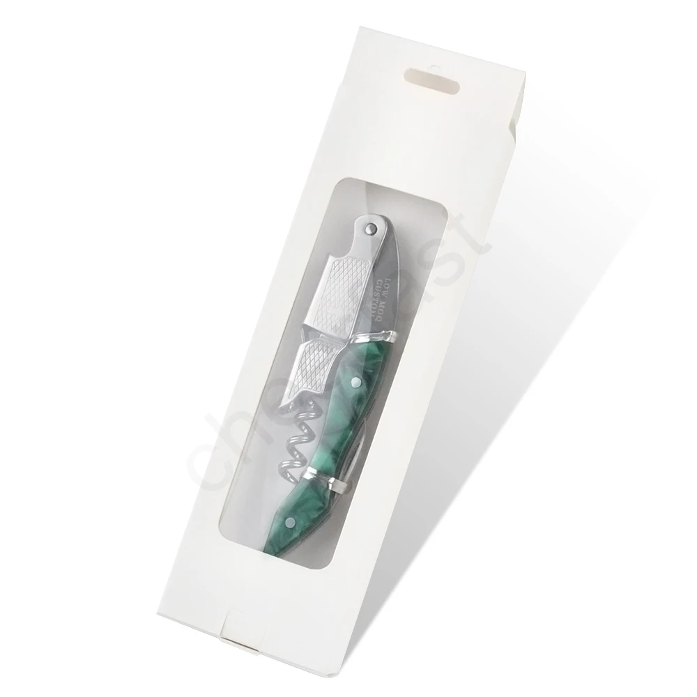One Stop Purchase Stainless Steel Customized Green Wine Corkscrew With Gift Box Packaging For Bartenders Resin Handle Corkscrew