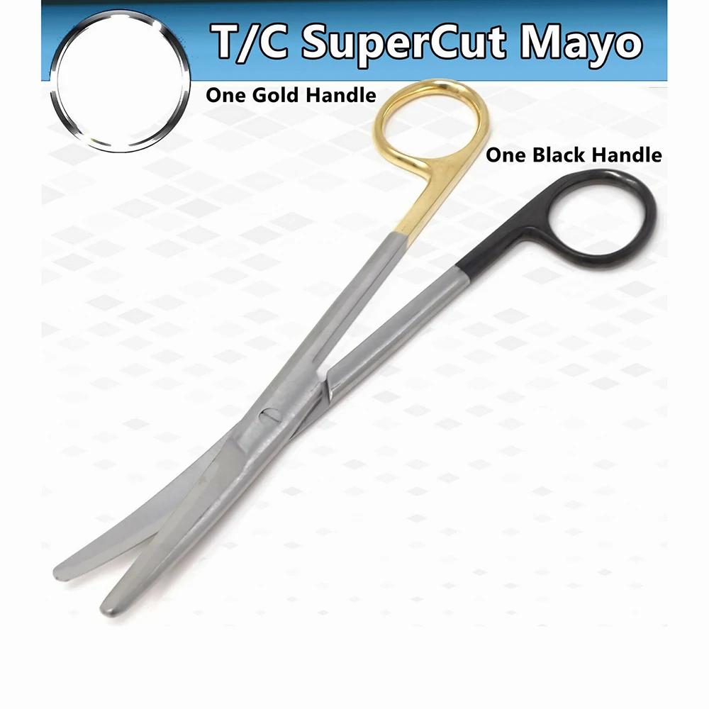 Manufacture Mayo Still Scissor 15cm TC Gold Plated Edge Curved Blades Operating Scissor Medical Scissor