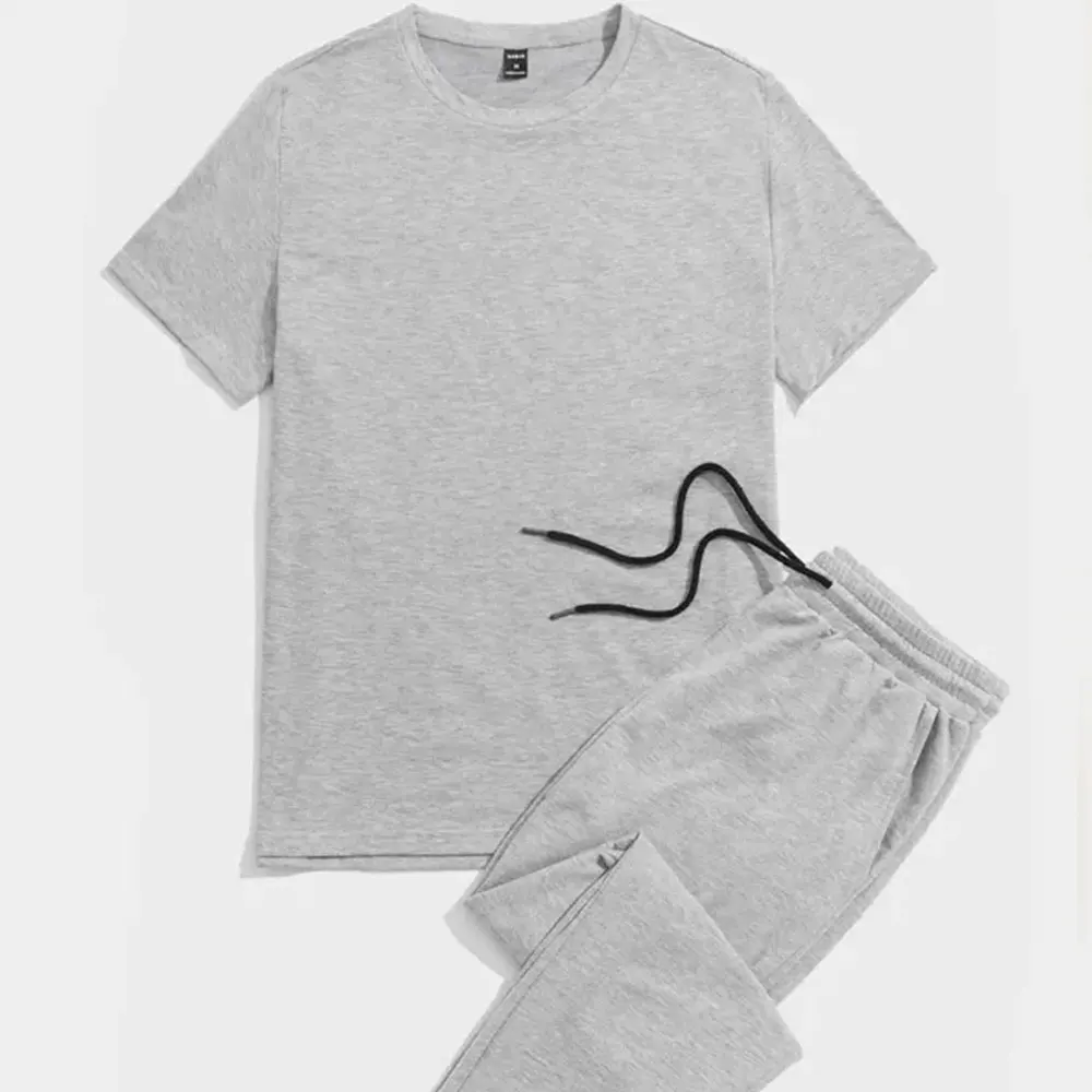 Wholesale Short Sleeve Top And Long Pants Set Men Tracksuit Set Summer Custom Mens Quick Dry Tshirt Tight Training Sports Clothe