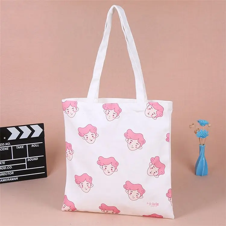 Customized Cheap Recycle Printed Cotton Fabric Shopping Souvenir Tote Bag With Logo