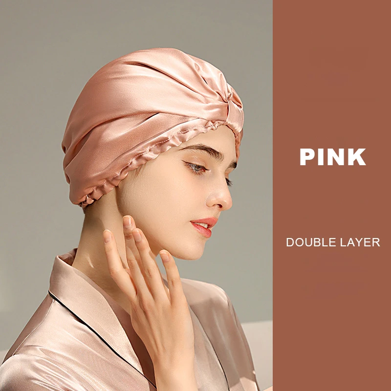 Quality Custom 100% Mulberry Silk Bonnet Daily Soft Hair Cover Sleeping Cap European Style Turbans