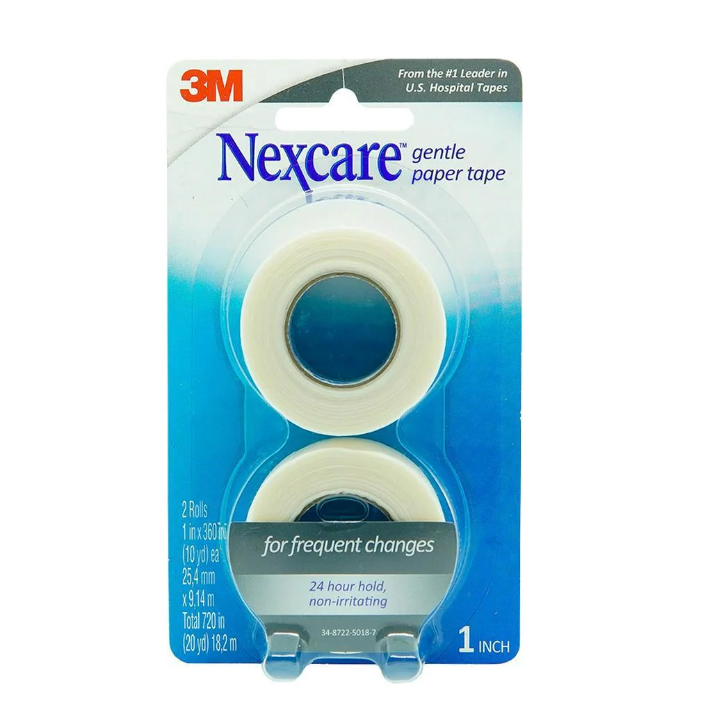 Soft, easy tearing, super-adhesive medical glue, breathable Nexcare Gentle Paper First Aid Tape, 781-2PK, 1 in x 10 yds