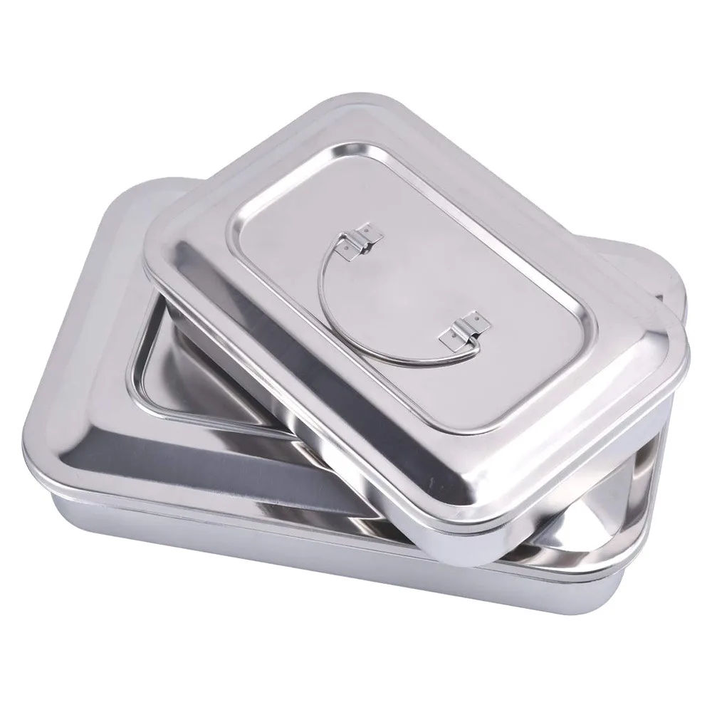 Dental Instruments Tray Organizer Surgical Medical Treatment Trays Boxes with Lid and Handle Grip