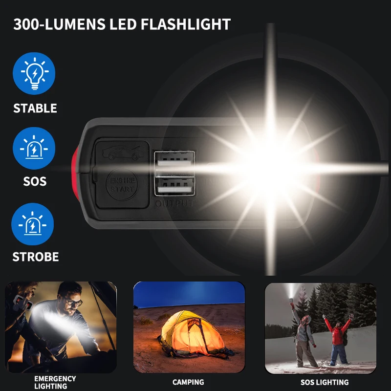 Factory Price 12V 72000mAh Portable car jump start Multifunction jump starter power bank with Flashlight Jump Starter