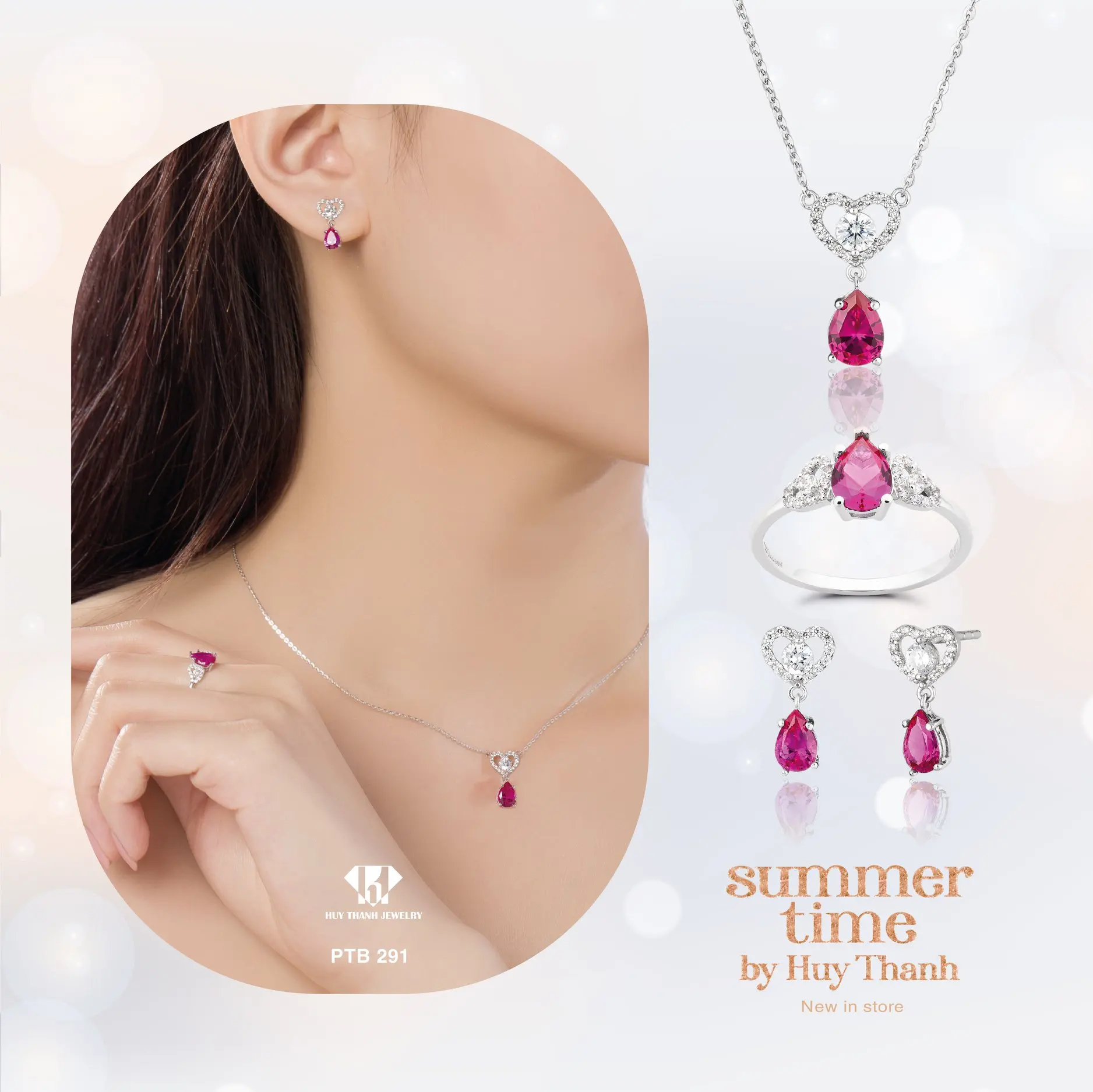 Gemstones Jewelry Set Collection Au585 Real Gold Necklace Fine Jewelry Set With Ruby Stone Made In Vietnam PTB291