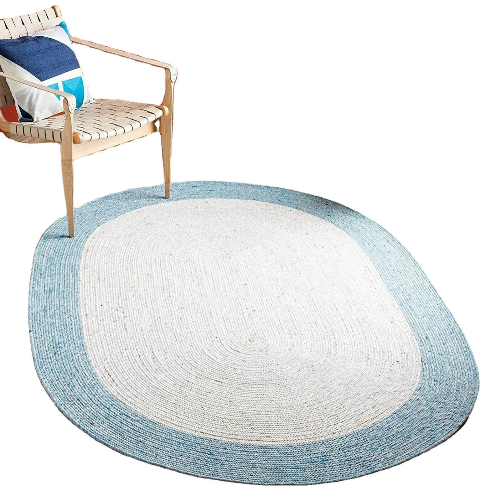 Indian Handmade Oval Braided Carpets Rugs in multiple Sizes Natural Jute Runner Area Mats Rags