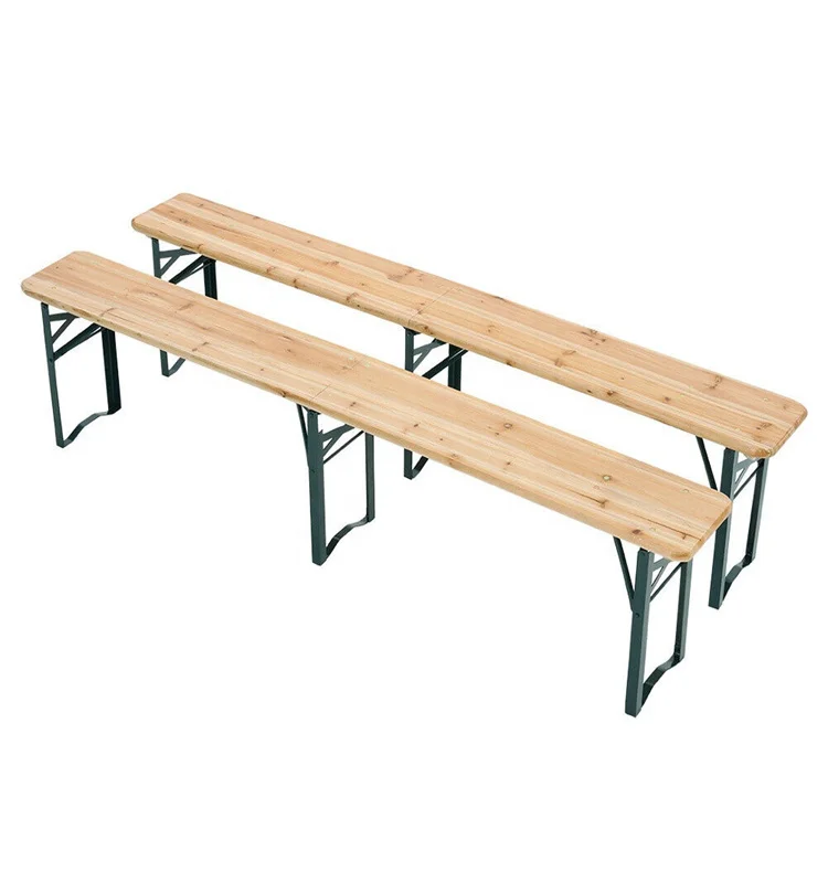 Outdoor Picnic Dining 6 FT Beer Foldable Solid Wooden Folding Table and Bench Set