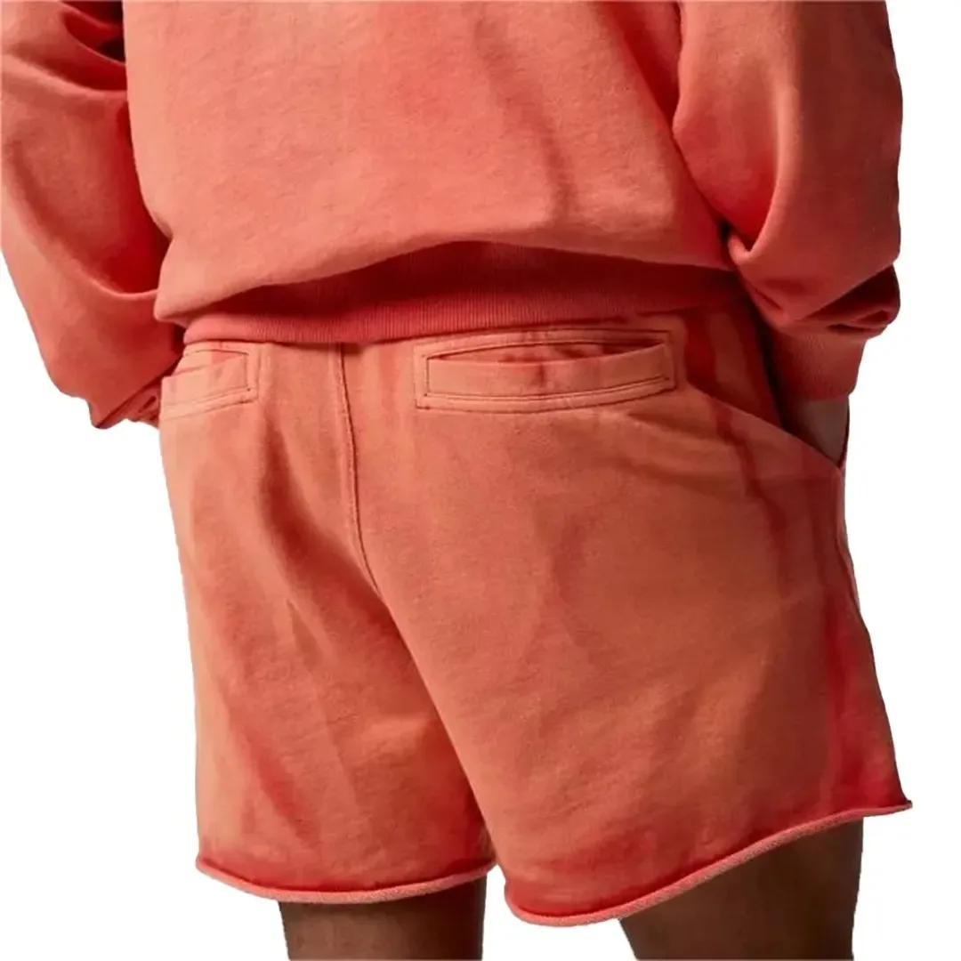 Men fashion acid wash Shorts Adjustable waist cords with rubberized tips side pockets acid wash shorts