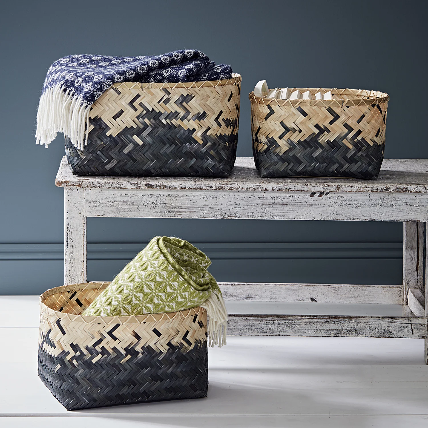 Set of 2 new products mini woven bamboo box toy with lid storage organizer for indoor home kitchen