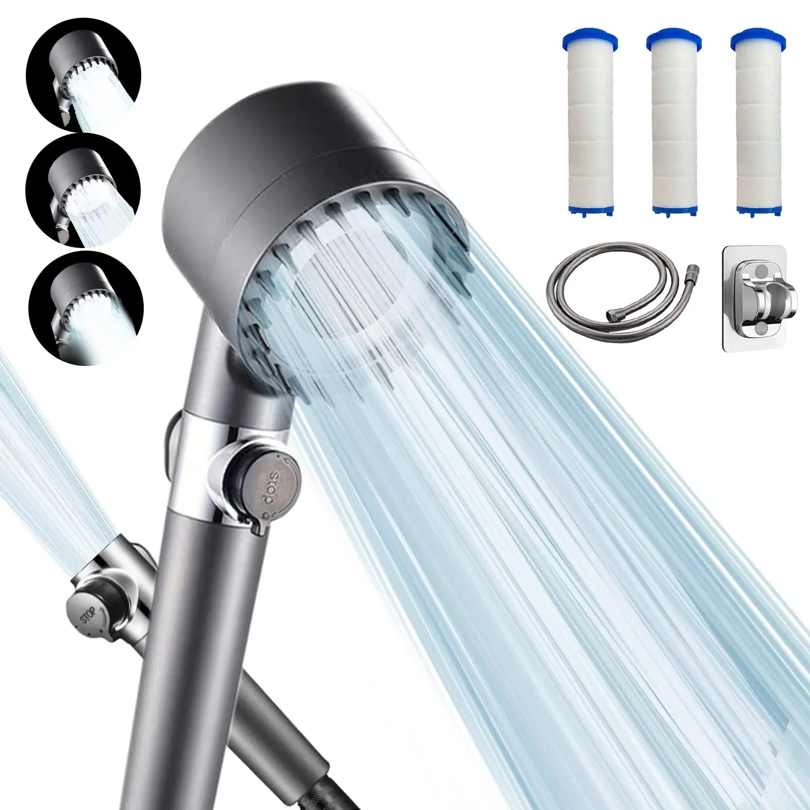 ABS Rainfall High Pressure Massage Brush Adjustable Water Pressure Removable small Filter Handheld Shower Head showers Sprayer