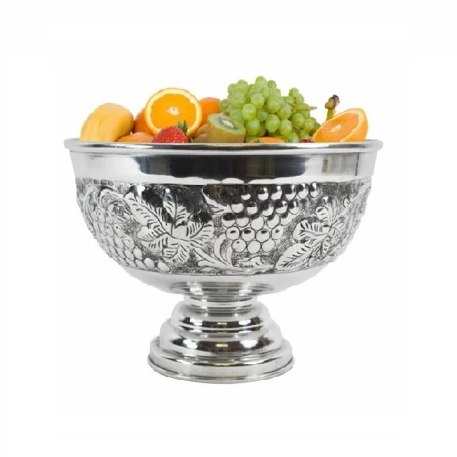 Decorative Metal Bowl with Deer Handles Stands/Premium Quality Silver Pedestal Stands Fruit Bowl on Footed Base/Unique Flower Bo