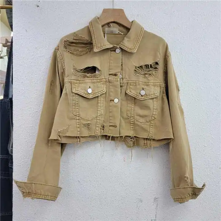 Denim Jackets Wholesale High Quality Womens Jacket Short Torn Tassel Women