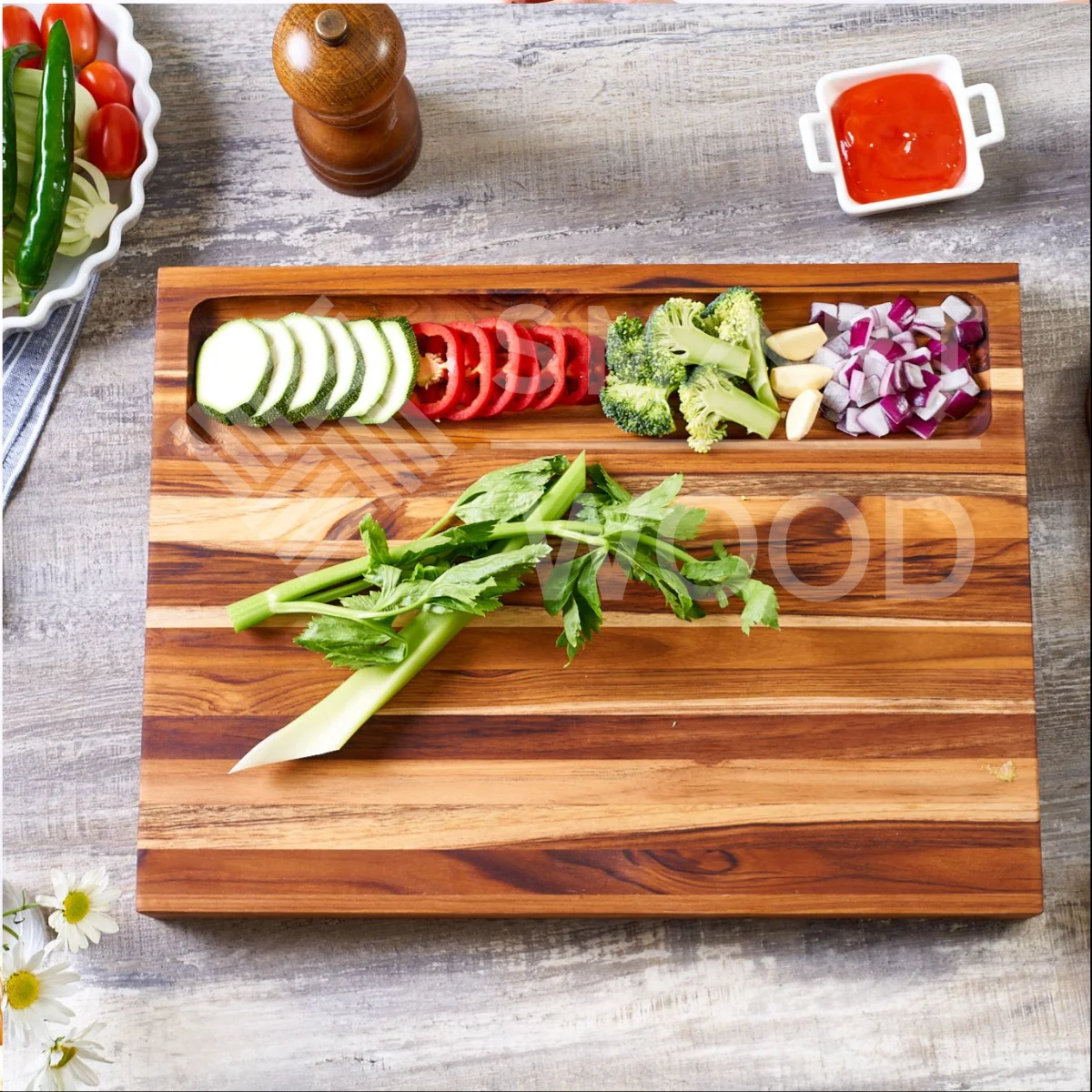 TEAK FULL LENGTH EDGE GRAIN CUTTING BOARD MULTIFUNCTIONAL ACACIA WOOD WITH WHOLESALE PRICE FROM SMARTWOOD VIETNAM