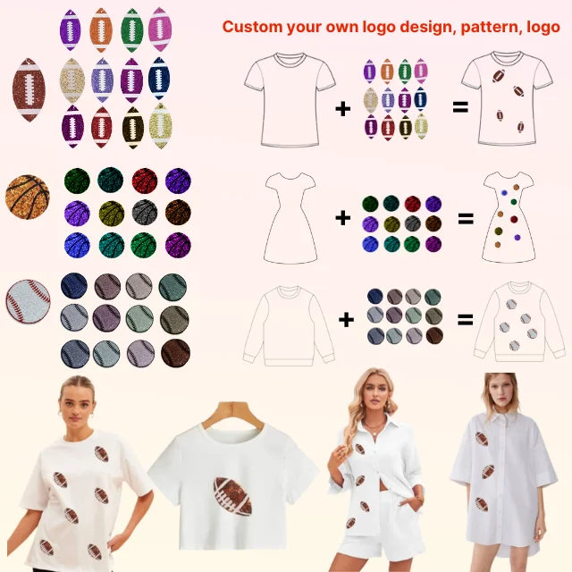 Buy Sequin Patches Dress With Custom Balls Patches Perfect For Game Day Summer Western Style Sequin Baseball Print Women Dress