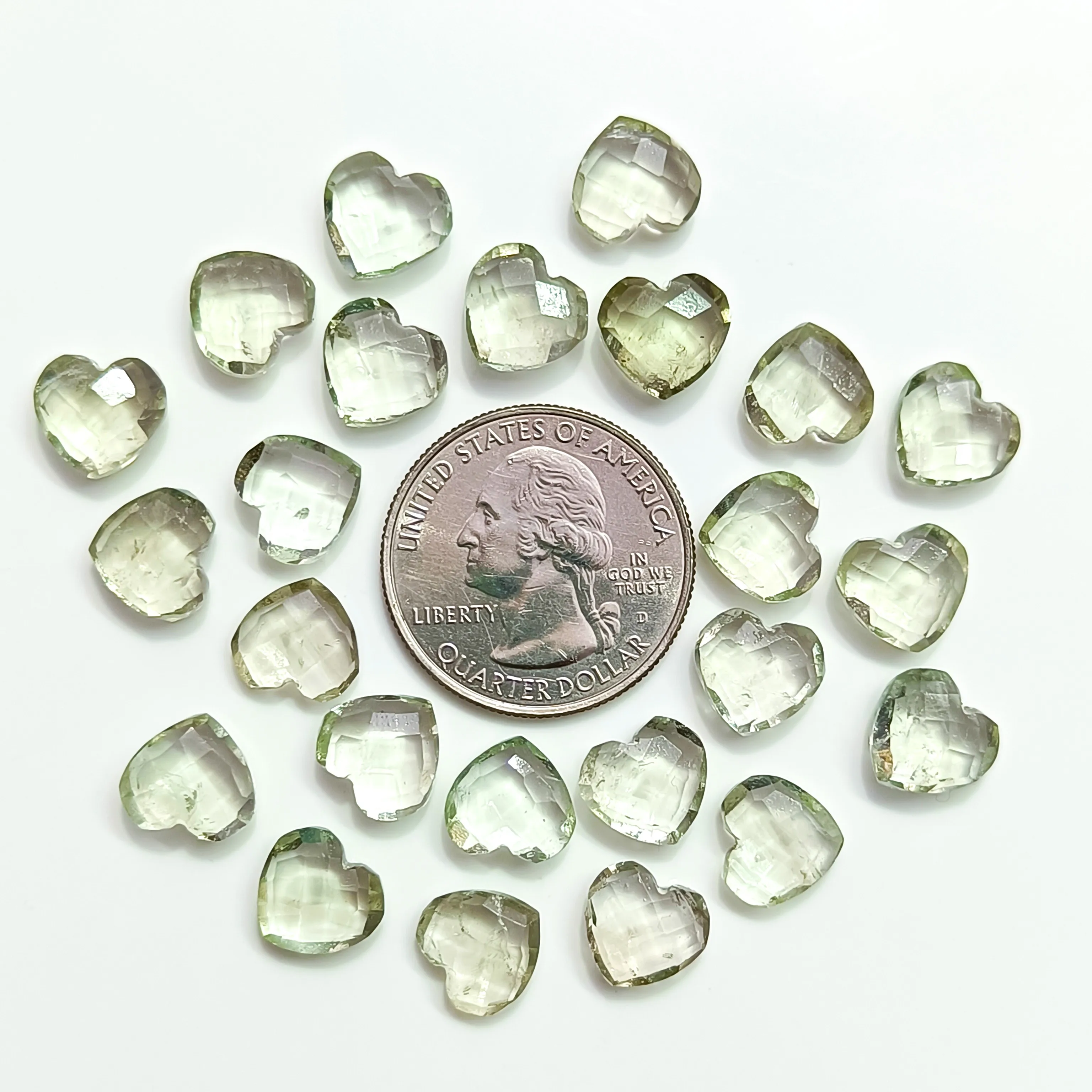 Natural Green Amethyst Faceted Hand Carved Heart Shape Gemstone Jewelry Making 10mm -  Amethyst Loose Gemstone Carving Briolette