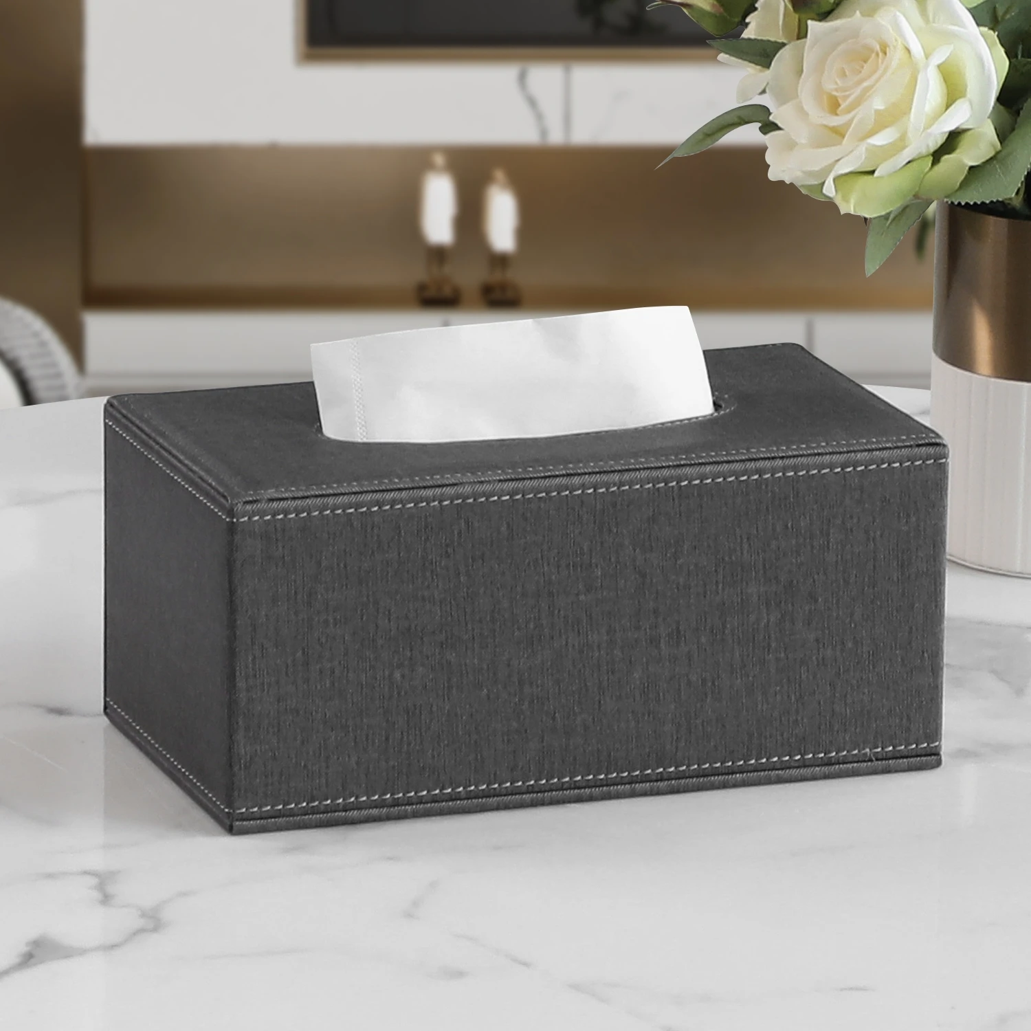 Standard Size Tissue Box Cover with Magnetic Opening interior napkin box decorative leather box napkin holders for restaurant
