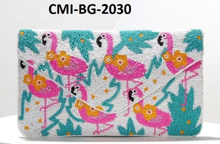 Italian Exclusive Design Striped Bee Beaded Crossbody Chain Clutch Bag Handbag by BUTTER FLY