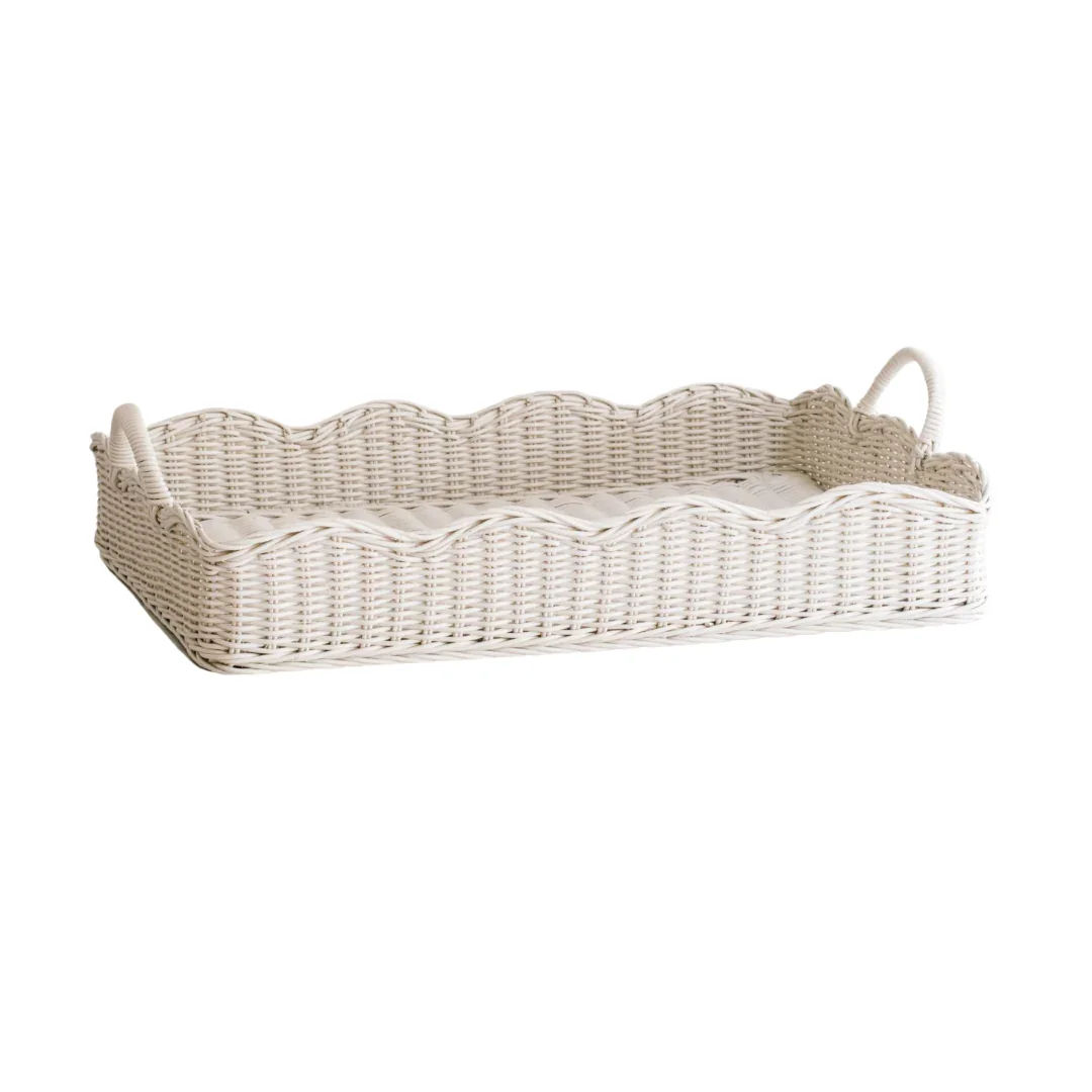 Top Selling Natural Charming Rattan Scalloped Tray Home And Kitchen Decoration From Vietnam Wholesale