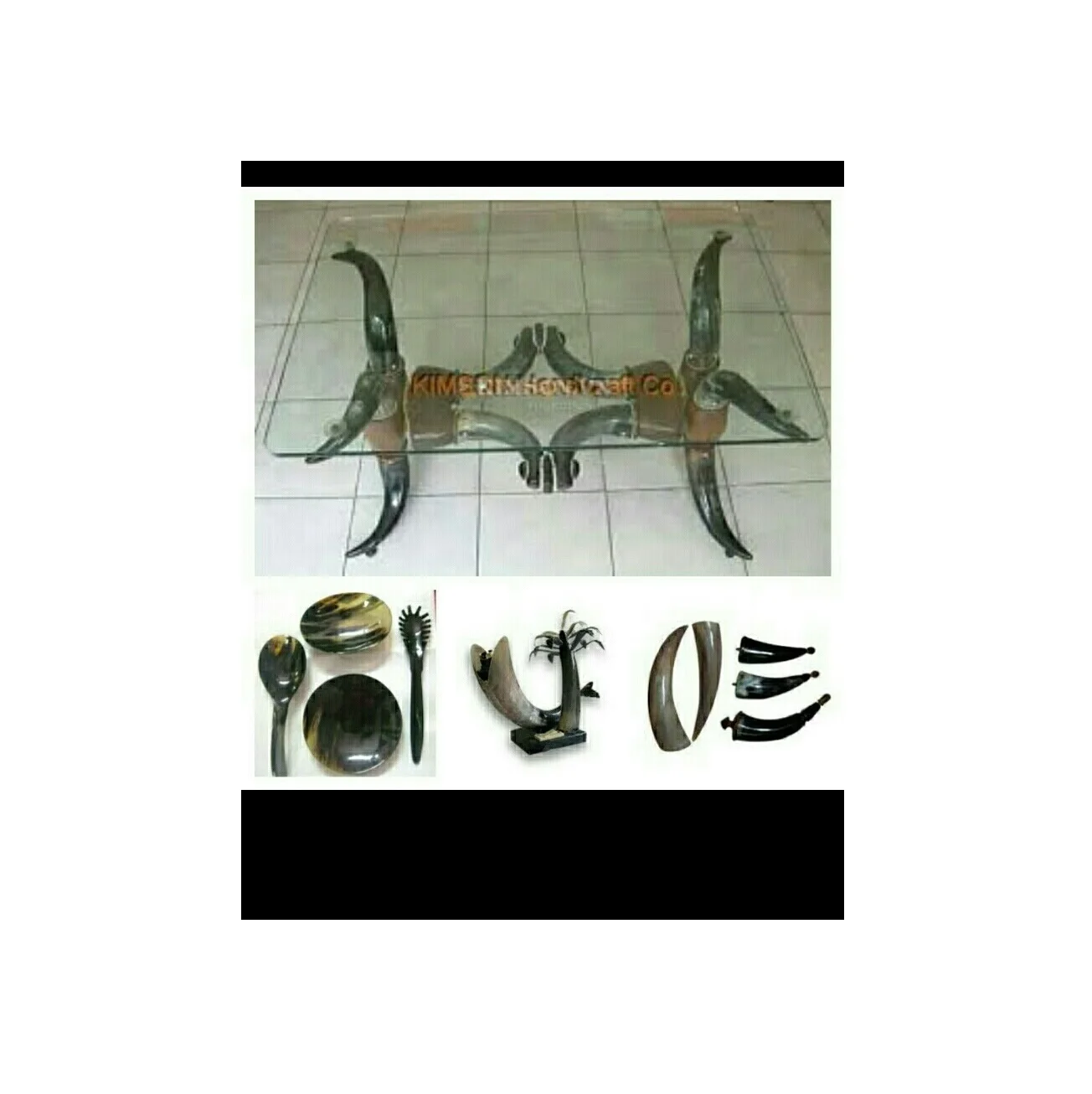 Indian Handmade Round Tableware For Coffee Modern Style Dining Natural Horn With Wooden Top Creative Modern Luxury Table