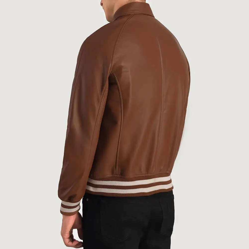 Pakistani Wholesale Leather Versity Jacket Manufacturer Casual Leather Versity Jacket For Men Oem Design Leather Versity Jacket