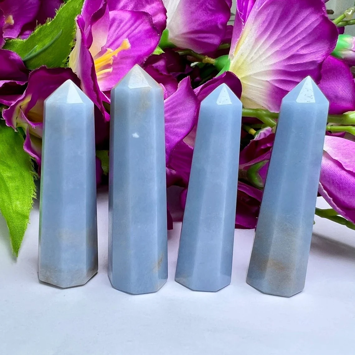 TOP QUALITY ANGELITE GEMSTONE OBELISK TOWER BEST QUALITY ANGELITE CRYSTAL TOWER POINTS | PREMIUM QUALITY ANGELITE WAND FENG SHUI