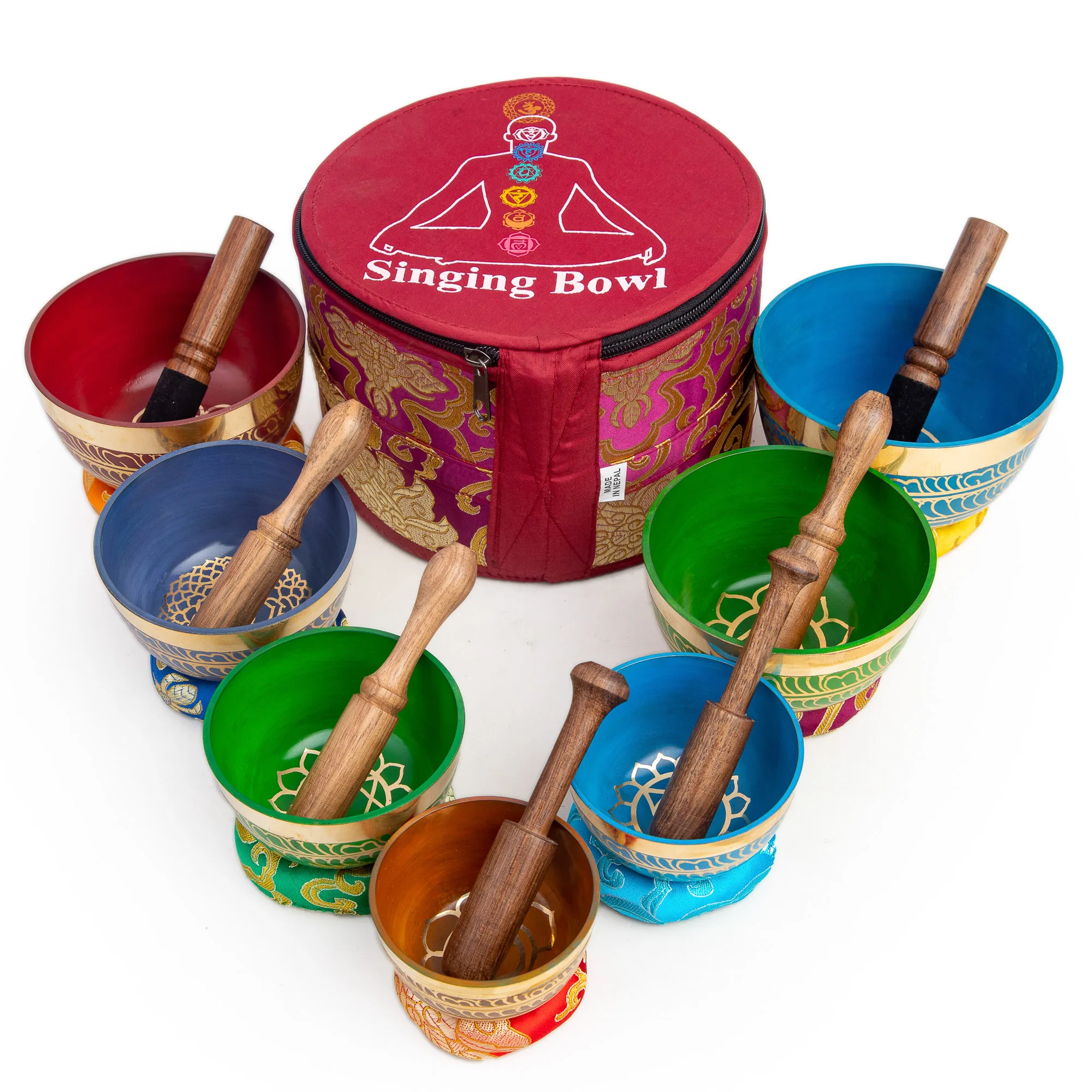 Handcrafted 7 Chakra Singing Bowl Set for Meditation and Sound Healing  Perfect for Spiritual Wellness