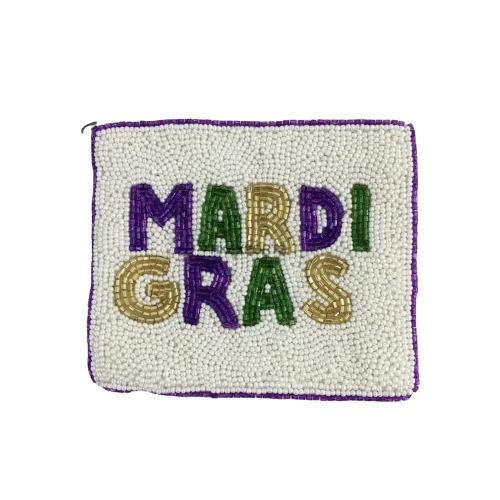 2023 New Mardi Gras Jester Face Beaded Coin Purse Beads Hand Embellished Pouch Money Cosmetic Multi Storage Coin Wallets