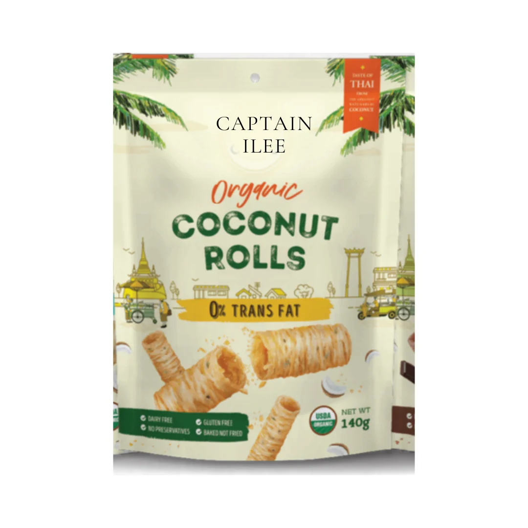 New Arrivals Organic Coconut Crispy Rolls Banana Flavor 0% Trans Fat Premium Packaging and Best Quality Captain iLee Brand