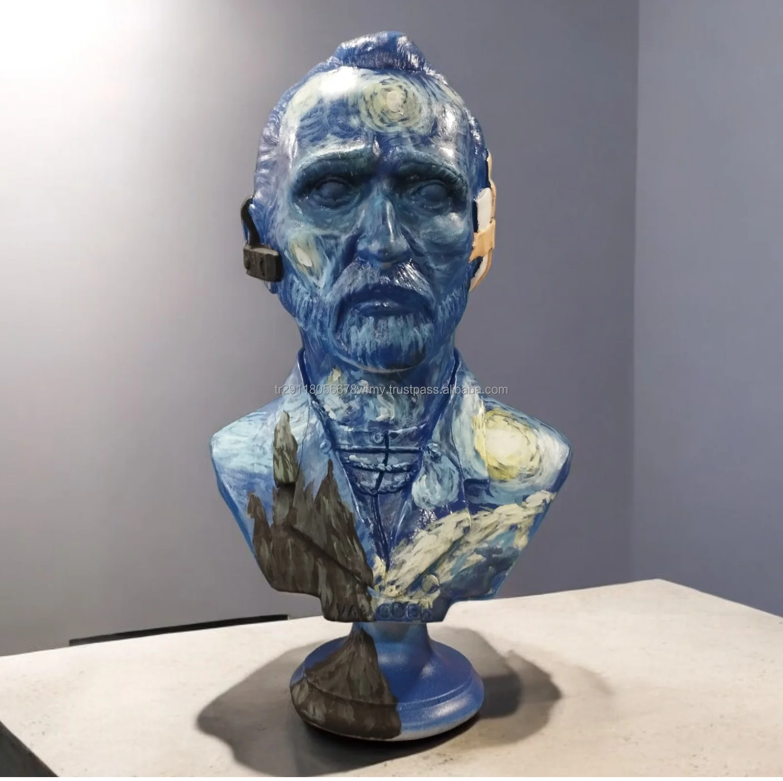 Van Gogh Bust Statue Resin Pop Art Sculpture For Modern Home Decoration Starry Night Accent Restaurant Interior or outdoor decor