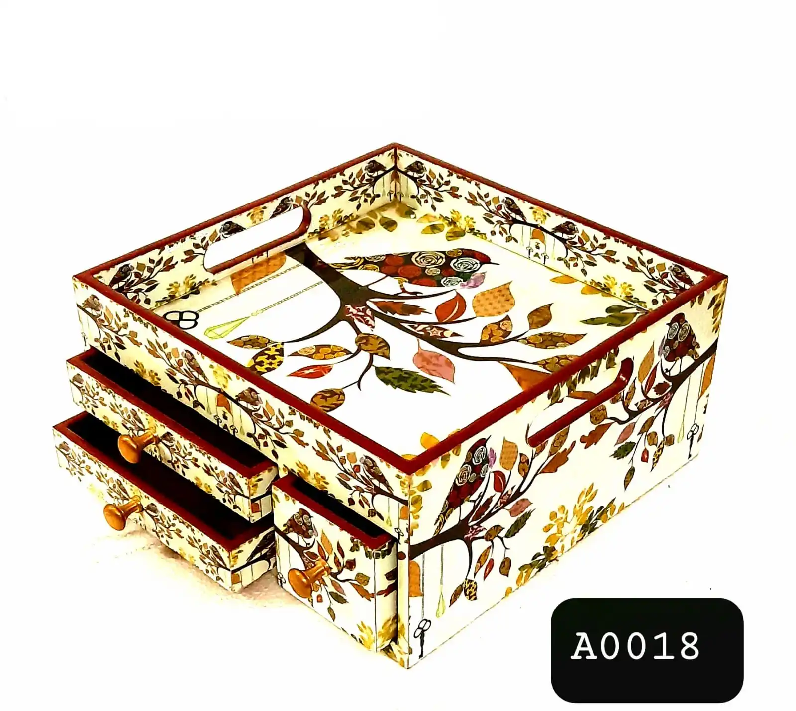 Premium Wooden Tableware Elegant Hotel & Restaurant Serving Tray with Drawer  Ideal for Coffee Tables and Food Display