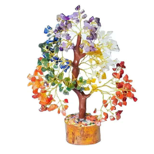 New Spacial Offer Seven Chakra Bonsai Crystal Tree Gemstone Life Pendant Necklace 300 Chips Feng Shui India Figurine Decoration