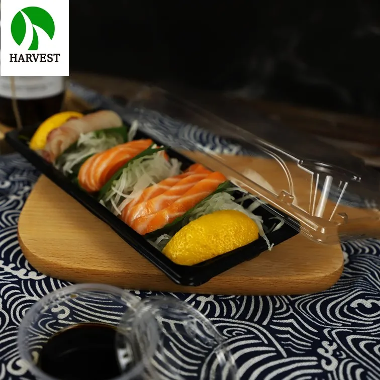 Eco Recyclable Recycled PET Disposable Sushi Tray with Lid