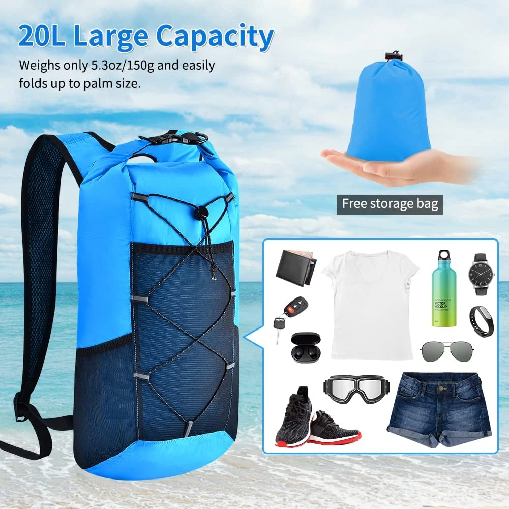outdoor 4pcs waterproof dry bag backpack set, large Universal waterproof phone case,waterproof fanny pack for kayaking hiking