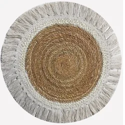 New Design Dinner Set Round Shape Woven Placemats Wholesale Fringe Table Mats Seagrass Rags High Quality Natural Color placemat