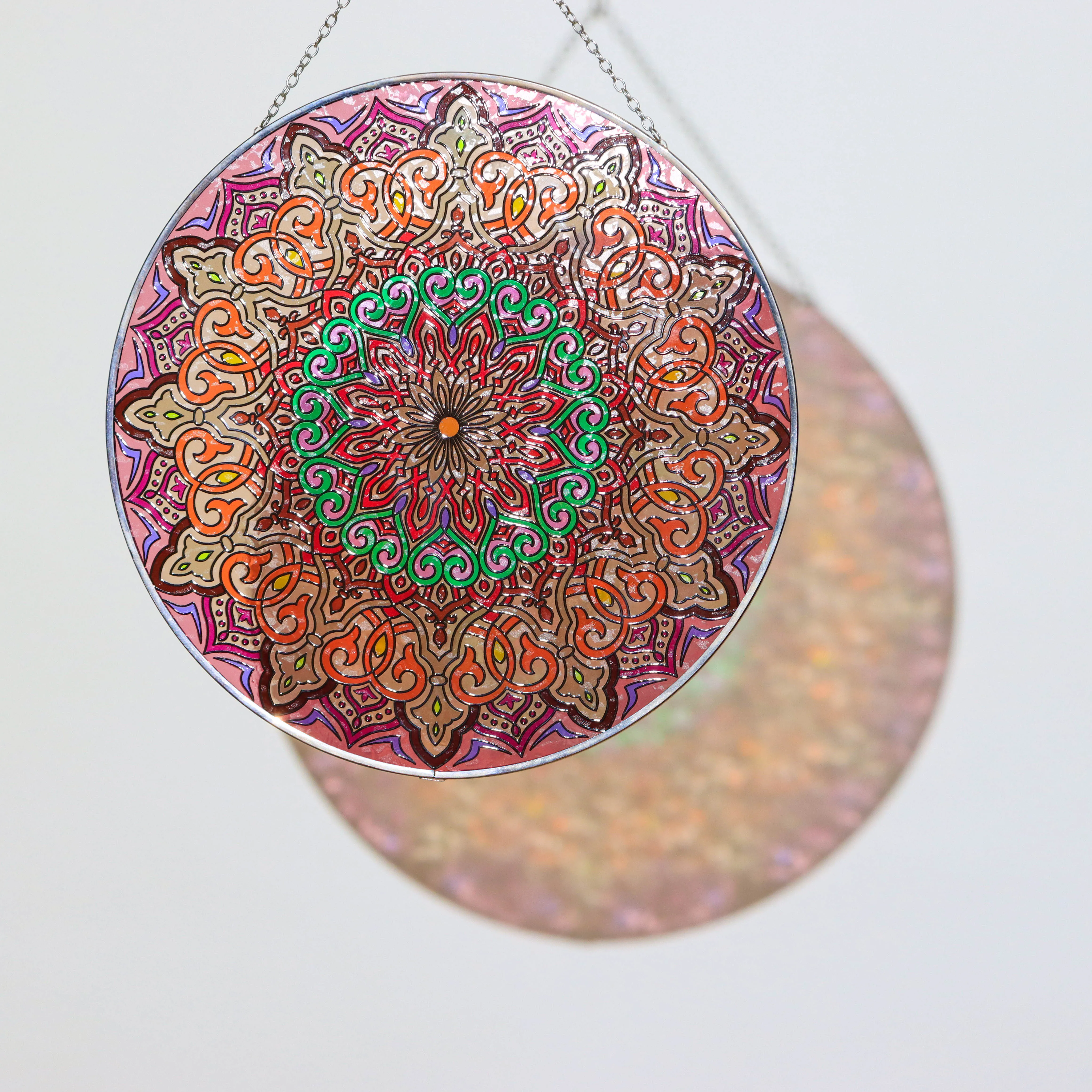 Unique 12-Inch Custom Stained Glass Suncatcher - Vivid Colors and Beautiful Light Patterns for Indoor and Outdoor Use