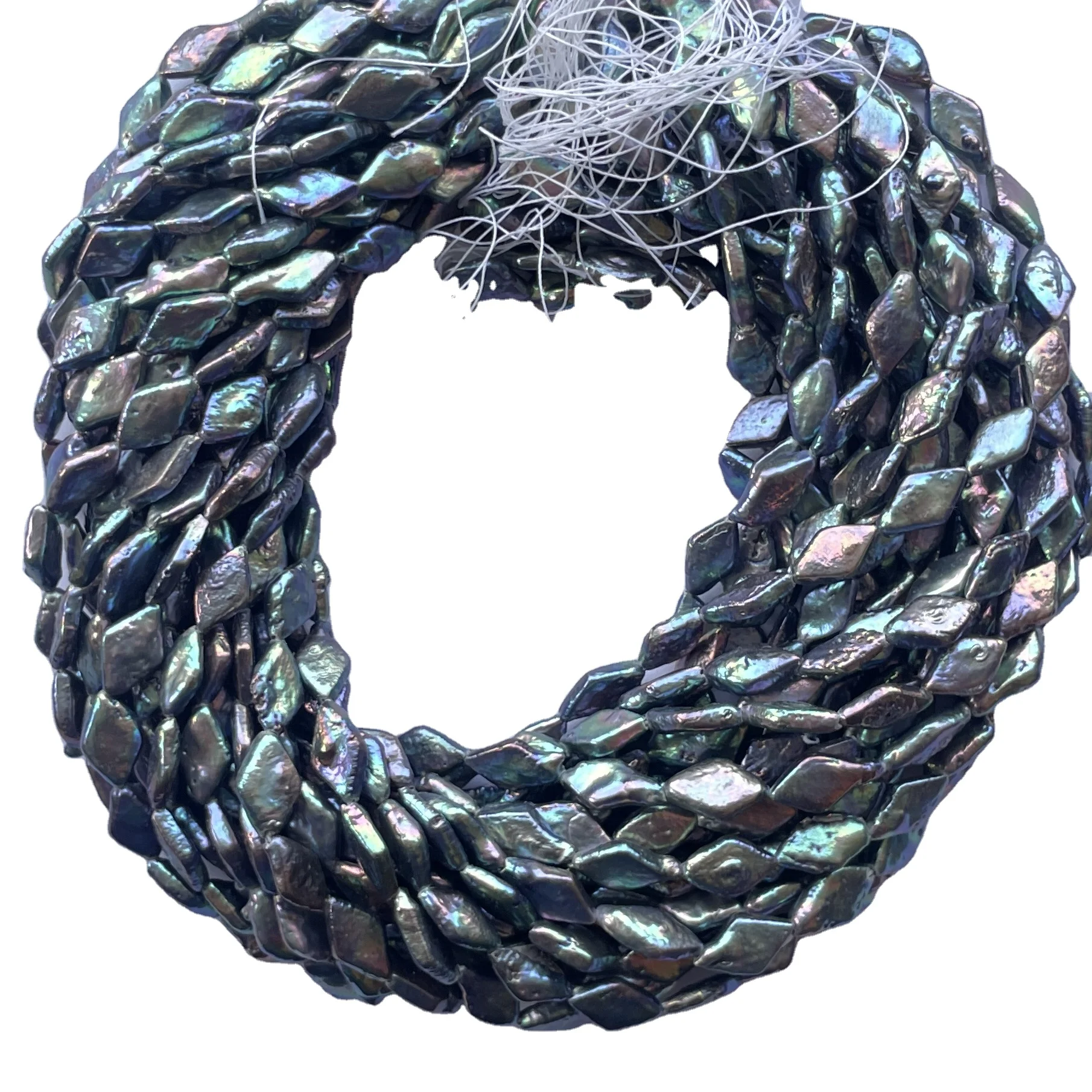 9mm Natural Black Rainbow Freshwater Pearl Stone Kite Shape Beads Strand Wholesale Gemstone Supplier Grey Pearls