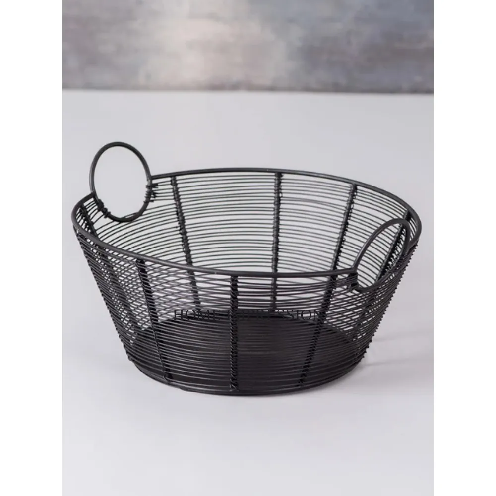 Fully White Color Powder Coated Metal Wire Made Frame With Wooden Handle For Best Grip Fruits And Bread Storage Organization