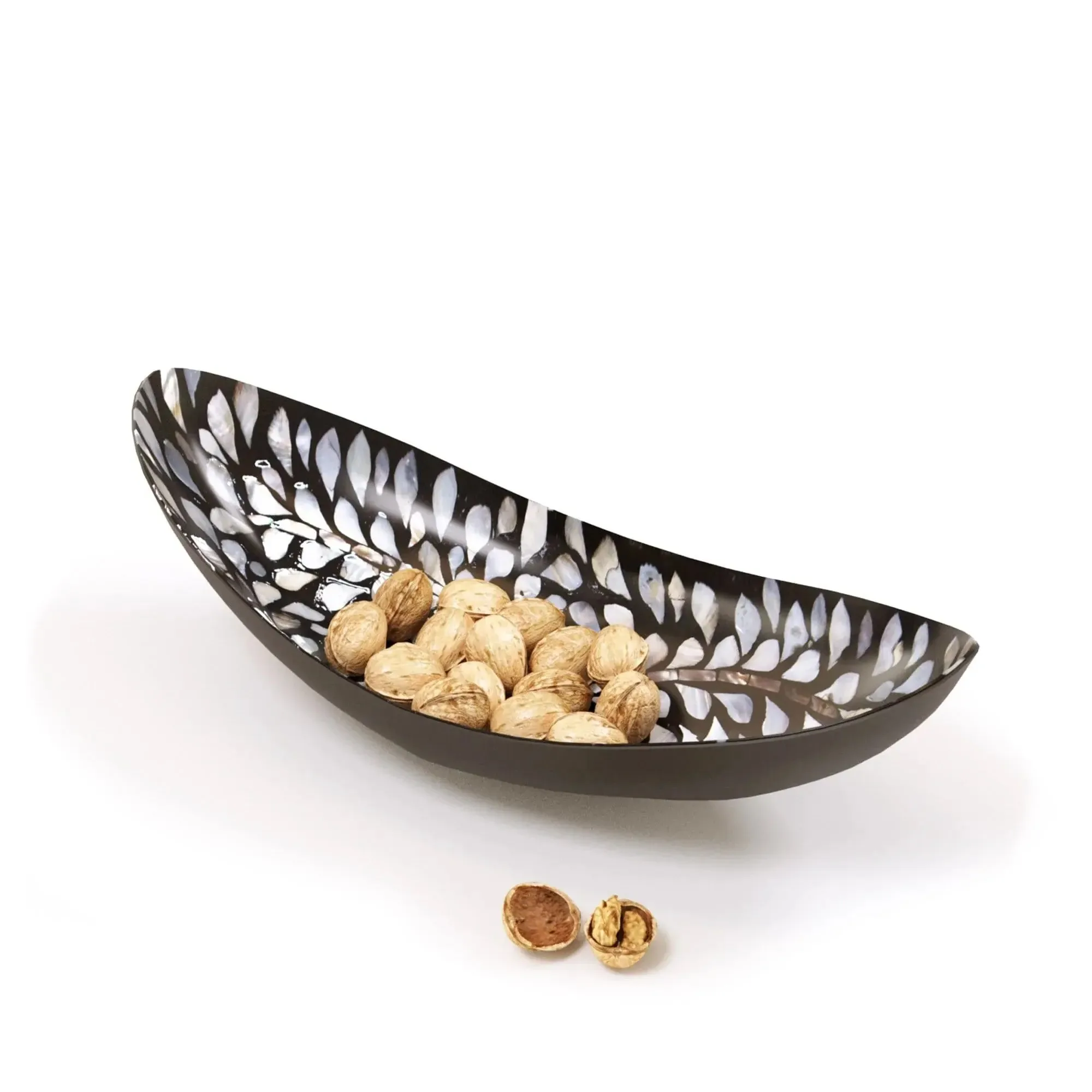 Creative luxury dishes dry fruit candy storage dish mother of pearl sea shell inlay mosaic decorative oval lacquer plate
