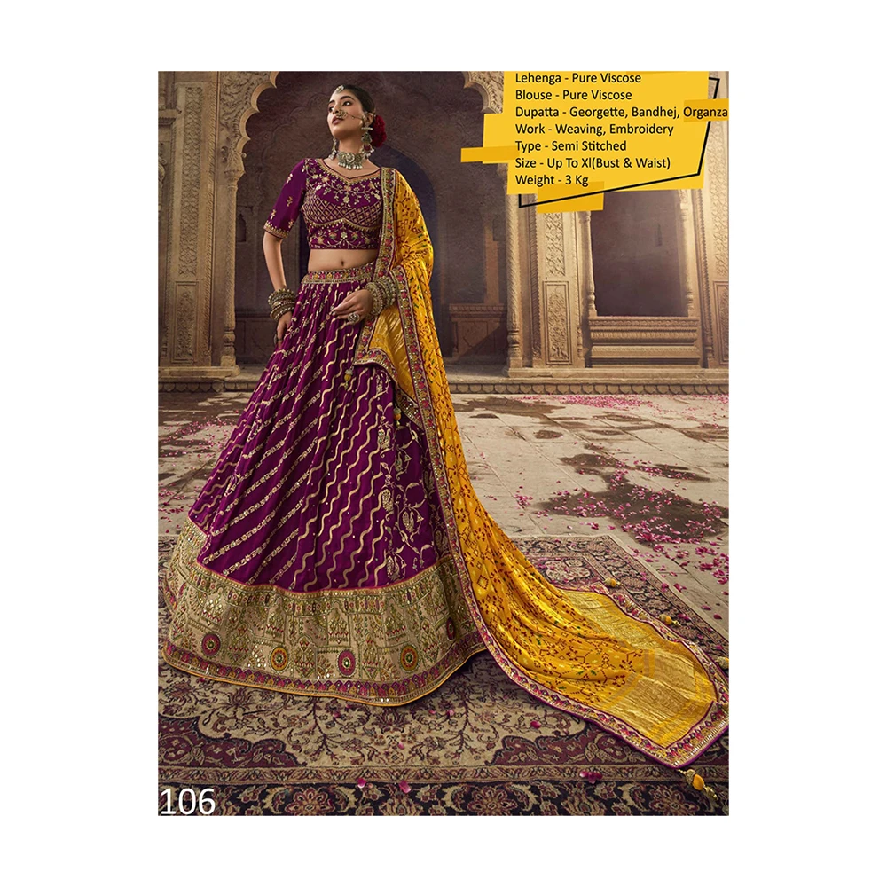 New Arrival Semi Stitched Lehenga In Pure Viscose With Weaving & Embroidery Work