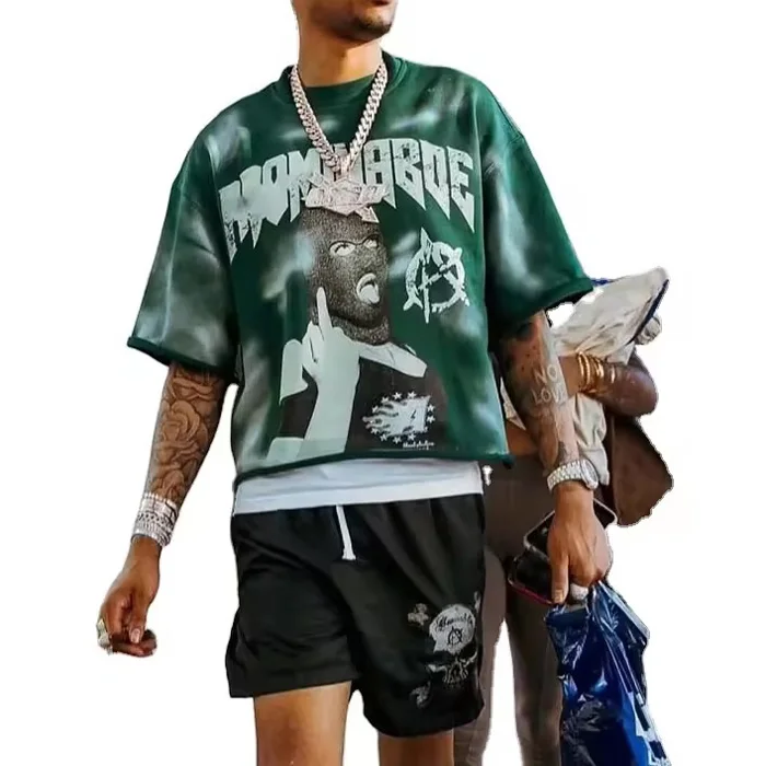 Custom manufacturer streetwear dtg printing crop tshirt heavyweight drop shoulder boxy cropped acid wash vintage t shirt for men