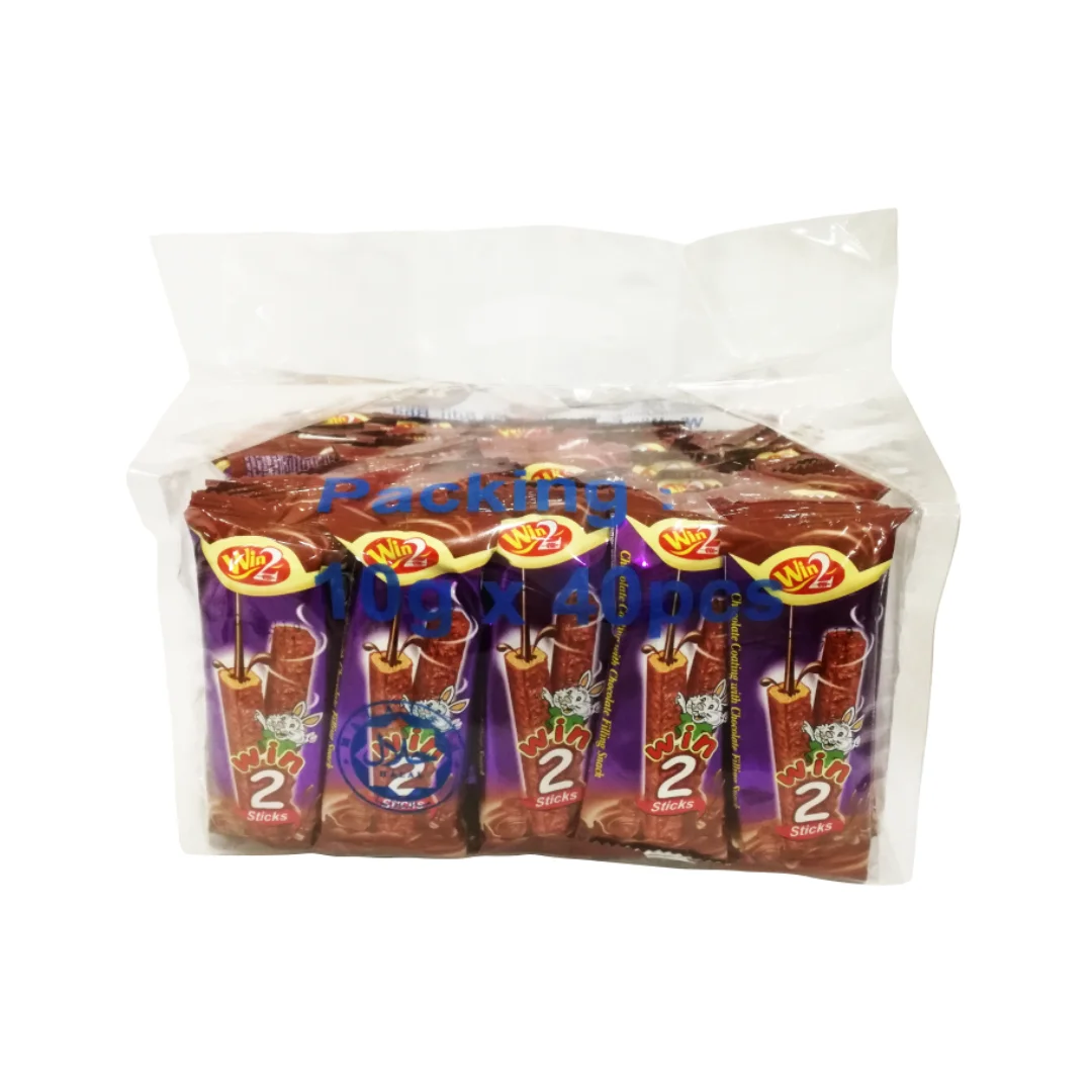 Bulk Packaging Win Win 2 Sticks Chocolate Coated Wafer Sticks With Chocolate Filling 10g x 30 packets