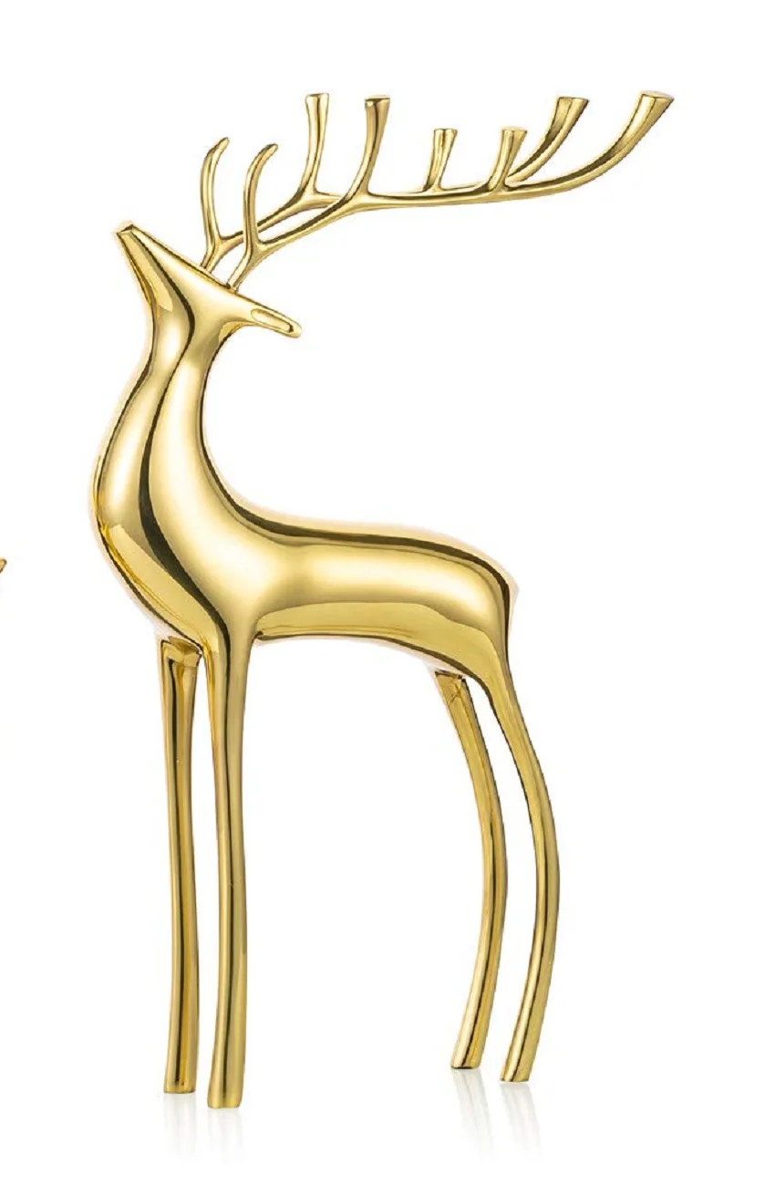 Rein Deer Shape Aluminum Tabletop Sculpture Accent for Living Drawing Bedroom Shelf Showcase Table Home Decor