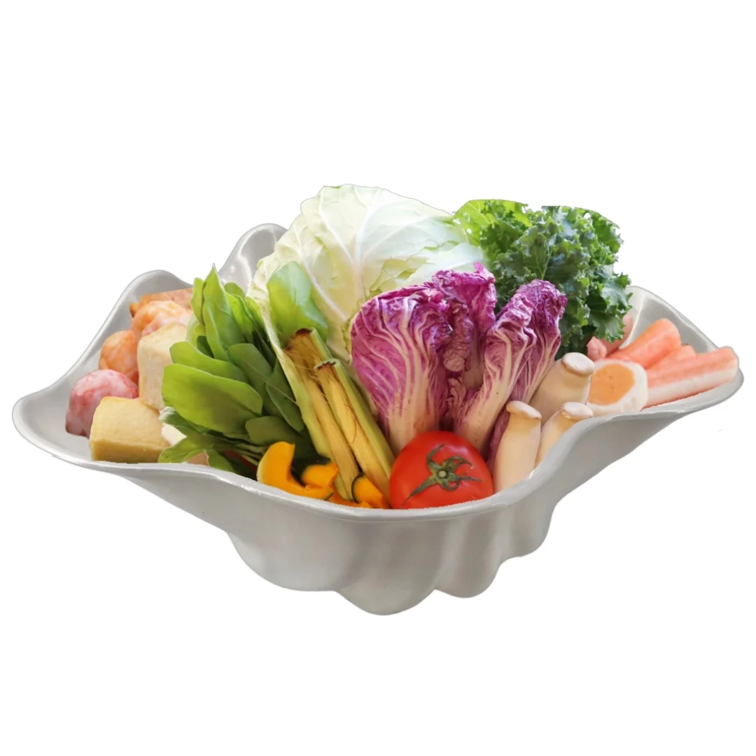 Wholesale Seashell Plastic Bowl Creatively White Seashell Shaped Dinnerware Bowls Hot Pot Veggie Dishes