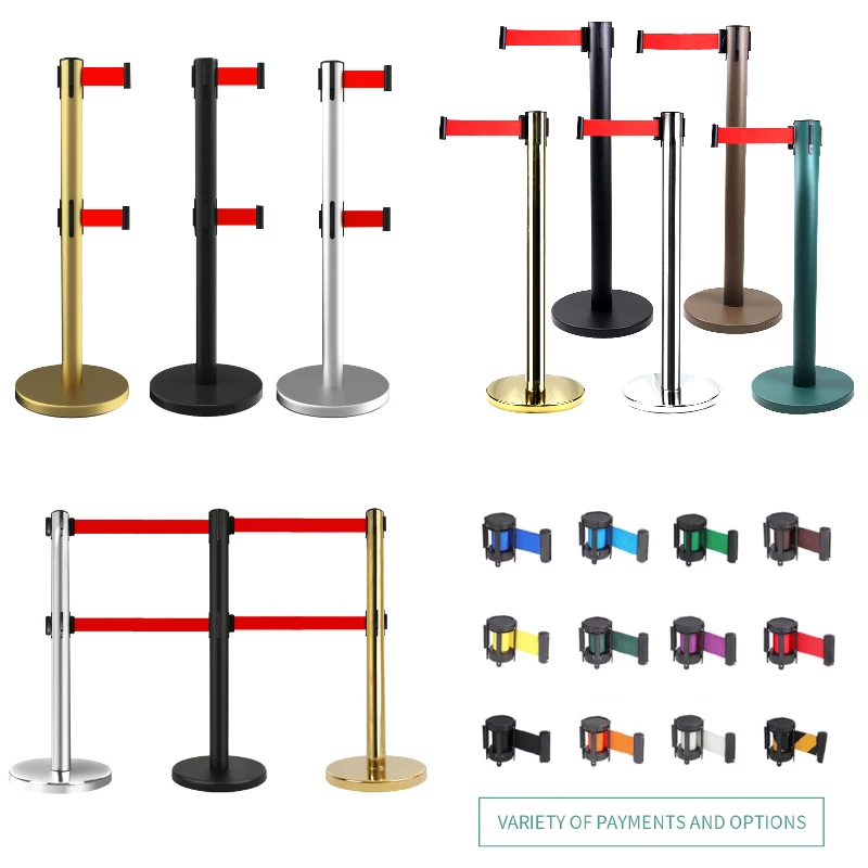 Stainless Steel Barrier Stanchion Post With Retractable Belt Posts Queue Line Manage Pole or Sale