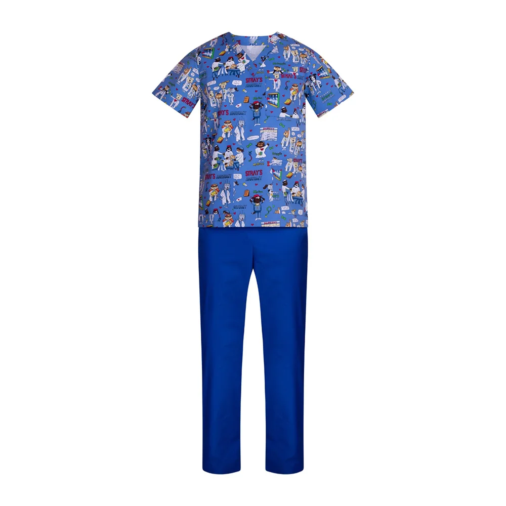Mens Sublimation Medical Scrubs Comfortable Antibacterial Quick Drying