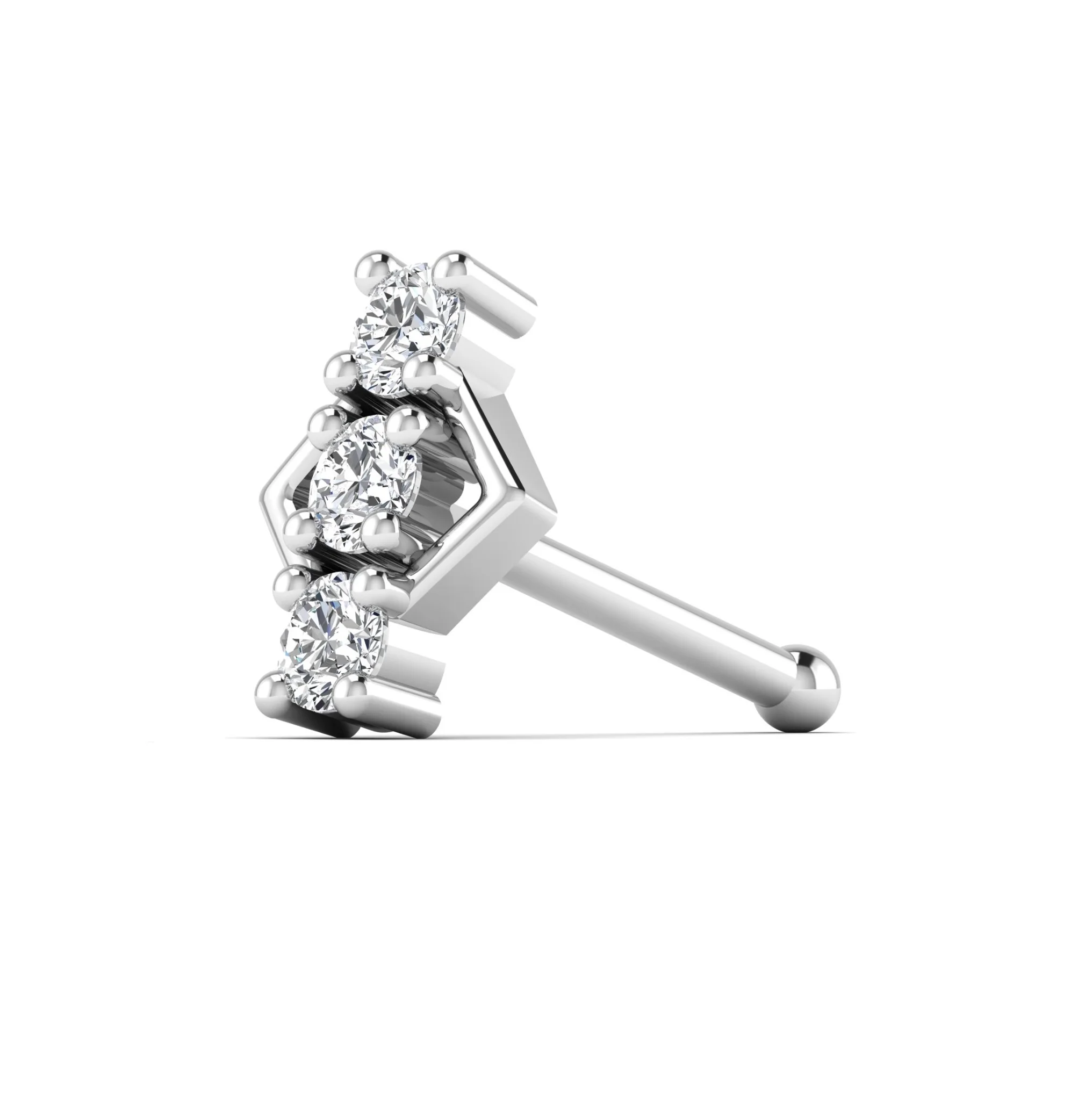 Женские алмазные серьги-гвоздики из трех камней 14 карат желтое розово-белое золото модные украшения для пирсинга тела подарок помолвки