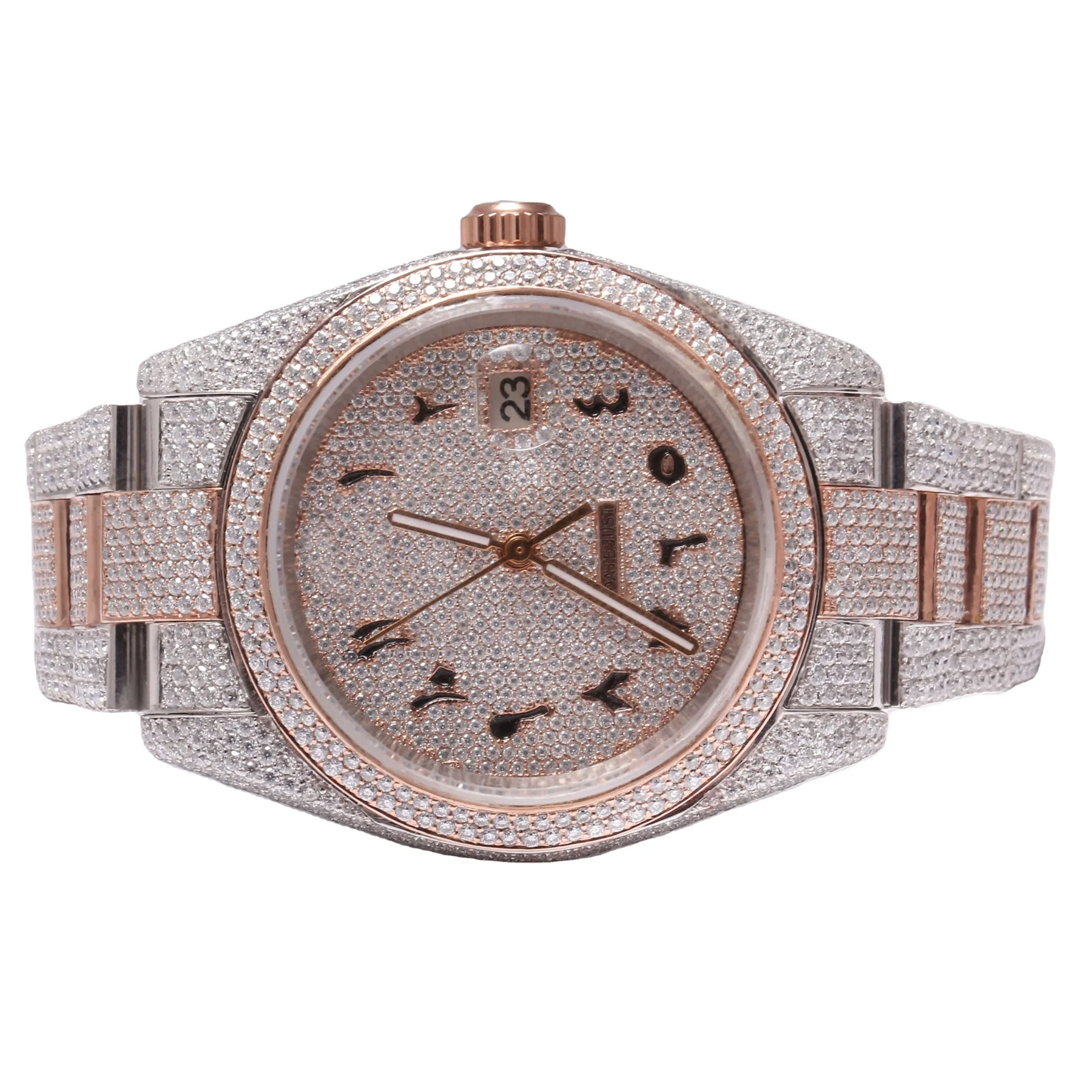 Top Quality Classic Arabic Dial VVS Lab grown Watch Bust Down Iced Out Hiphop Automatic Machine Luxury Watch