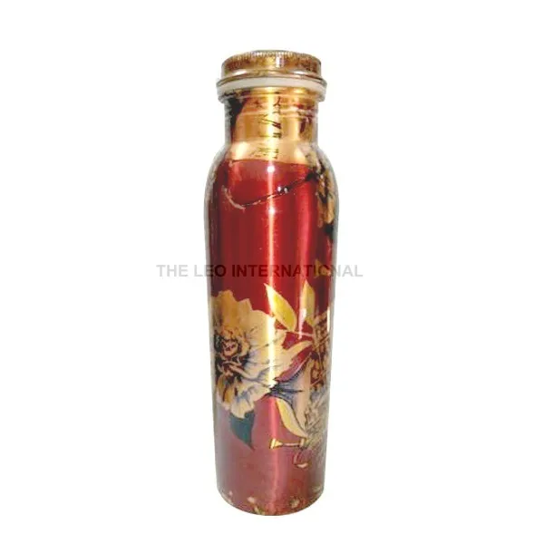 copper metal printed abstract design buy direct purchase from supplier water bottle 3X3X10 Inch 1 liter capacity Controls ageing