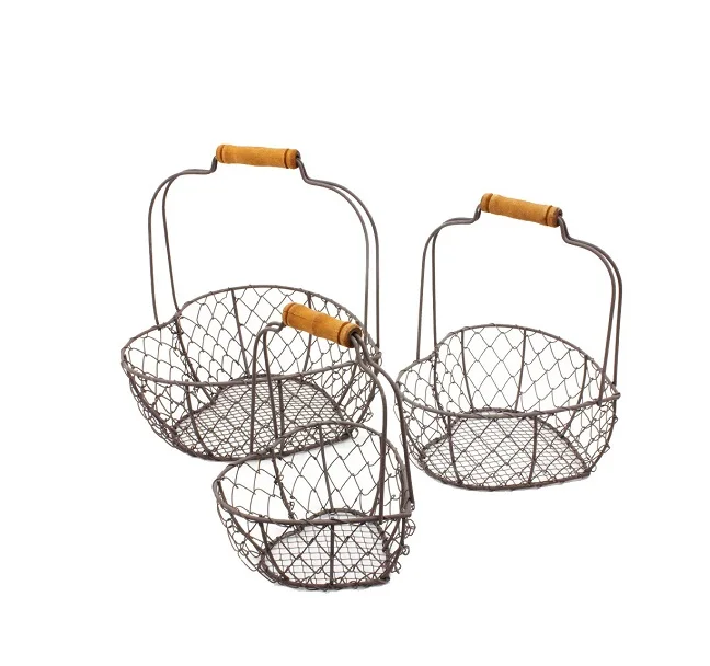 Decorative Egg Storage Holder Organizer Metal Chicken Egg Basket with Handle Vegetable and Fruit Storage for Home kitchen Usage